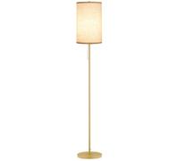 HomCom Lampadaire design néo-rétro 40 W max piètement acier doré abat-jour lin crème