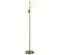 HOMCOM Lampadaire design lampadaire sur pied salon néo-rétro 2 Têtes boules max. 40 W métal doré