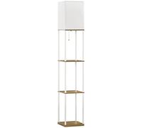 Lampadaire Design 3 Étagères H.159cm Blanc Effet Bois Clair Blanc