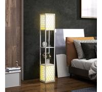 HOMCOM Lampadaire étagère 2 lampes 2 étagères 4 niveaux MDF gris motif nid d'abeille 26 x 26 x 156 cm gris