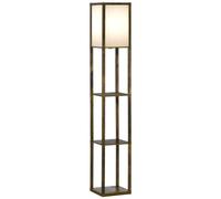 HomCom Lampadaire étagère 26 x 26 x 160 cm 3 étagères 4 niveaux MDF Marron