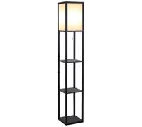 HomCom Lampadaire étagère 26x26x160 cm 3 étagères 4 niveaux MDF Noir