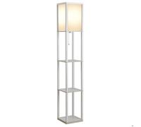 HOMCOM Lampadaire étagère 26L x 26l x 160H cm 3 étagères 4 Niveaux MDF Blanc