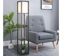 HOMCOM Lampadaire étagère Lampe étagère 26L x 26l x 160H cm 3 étagères 4 Niveaux MDF Noir
