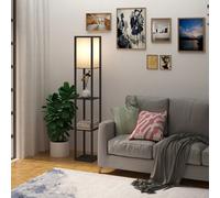 HOMCOM Lampadaire étagère Lampe étagère 26L x 26l x 160H cm 3 étagères 4 Niveaux MDF Noir Description:Ce lampadaire étagère est une conception 2 en 1, vous offrant à la fois de la lumière et des espac