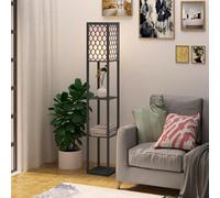 HOMCOM Lampadaire étagère Lampe étagère 26L x 26l x 160H cm 3 étagères 4 Niveaux MDF Noir Motif nid d'abeille Description:Ce lampadaire étagère est une conception 2 en 1, vous offrant à la fois de la