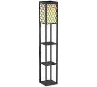 HOMCOM Lampadaire étagère Lampe étagère 26L x 26l x 160H cm 4 Niveaux MDF Noir Motif nid d'abeille