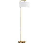 HomCom Lampadaire néo-rétro Lampe à pied abat-jour lin base ronde stable 47x37x153 cm or/blanc