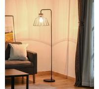 HOMCOM Lampadaire lampe à pied design élégant en métal avec décoration en rotin idéal pour maison bureau restaurant et café 44 x 34 x 154 cm noir Description:Lampadaire HOMCOM construit en métal peint