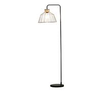 HOMCOM Lampadaire lampe à pied design élégant en métal avec décoration en rotin idéal pour maison bureau restaurant et café 44 x 34 x 154 cm noir
