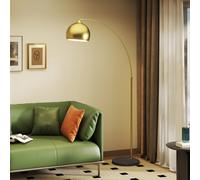 HOMCOM Lampadaire lampe de salon arc réglable pied marbre style vintage 40W E27 dim. 100-115L x 30l x 170-180H cm doré