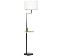 HOMCOM Lampadaire, lampe sur pied avec rangement, lampe sur pied 40 W avec connexion USB, lampe sur pied pour salon, chambre à coucher, acier, crème, Ø40 x 168 cm, ampoule non comprise