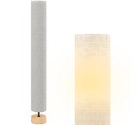 HomCom Lampadaire sur pied contemporain – Abat-jour lin, 2x E27, interrupteur à pied, 120 cm, gris