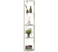 HOMCOM Lampadaire LED, étagère d'angle, dimmable, 4 étagères, lumière blanc chaud, 41x30x164cm, chêne