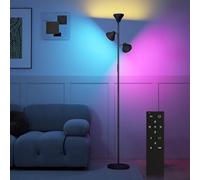 HOMCOM Lampadaire LED RGB 36W Dimmable Salon 2700K-6000K 4150 lm Noir | Lampadaire LED Télécommande, Forme D'Arbre, 3 Têtes Rotatives, Contrôle Tactile