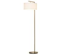 HOMCOM Lampadaire lampe à pied abat-jour en tissu de lin base ronde stable pour salle bureau chambre à coucher 47 x 37 x 153 cm or et blanc