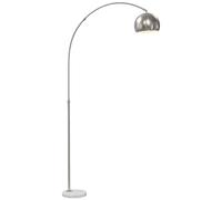 HOMCOM Lampadaire Salon Design Arc avec Base en Marbre, Argent | Abat-jour réglable, interrupteur au pied, douille E27, pour chambre/bureau, ampoule non incluse.