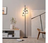 HOMCOM Lampadaire style industriel 40 W max. 3 abat-jours en métal filaire luminosité réglable - ampoule E27 - noir