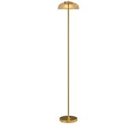 HOMCOM Lampadaire sur pied de salon, lampe salon LED avec lumière chaude 3000 K, abat-jour en verre et interrupteur à pied, style moderne, pour salon et chambre, ton laiton