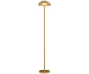 HOMCOM Lampadaire sur pied de salon, lampe salon LED avec lumière chaude 3000 K et interrupteur à pied, Ø25x134cm, ton laiton