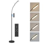 HOMCOM Lampadaire sur pied de salon lampe salon LED dimmable avec télécommande, contrôle tactile, température couleur et luminosité réglables, col de cygne pivotant, minuterie et mémoire, 175 cm, noir