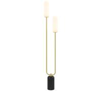 HOMCOM Lampadaire sur pied de salon lampe sur pied moderne avec 2 abat-jours en verre, base en marbre et interrupteur, pour salon et chambre, 150H cm, blanc