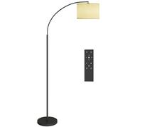 HOMCOM Lampadaire sur pied de salon LED dimmable avec télécommande, lampe salon avec abat-jour ajustable, 11 températures de couleurs, 11 niveaux de luminosité, ampoule incluse, minuterie, 180 cm noir