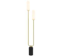 HOMCOM Lampadaire sur pied de salon Moderne Base en Marbre 150H cm Blanc | 2 Abat-Jours en Verre, Interrupteur, pour Salon et Chambre