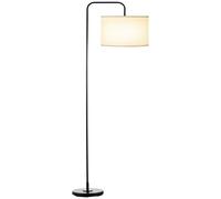 HOMCOM Lampadaire sur pied moderne en métal noir avec abat-jour pour salon, câble de 180 cm, 64 x 38 x 163,5 cm