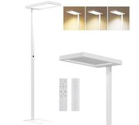 HOMCOM Lampadaire sur pied salon, 1560 LM 40W, lampadaire LED, lampe de lecture dimmable 196 cm à spectre complet, veilleuse et télécommande, lumière du jour, 3000K-6500K température couleur réglable