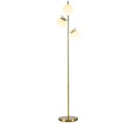 HomCom Lampadaire sur pied Globe 3 abat-jours verre dépoli métal doré Ø27×169 cm 40W
