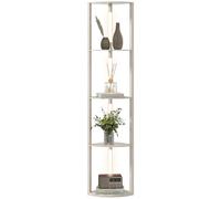 HOMCOM Lampadaire sur Pied Salon en Bois, Étagères d'Angle Lampe Chêne