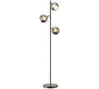 HomCom Lampadaire Globe Néo-Rétro – 3 ampoules orientables, métal et verre gris – H.162 cm Noir