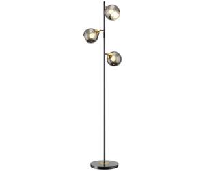 HOMCOM Lampadaire sur pied salon en métal avec 3 abat-jours globe métal chromé 40W Ø 36 x 162H cm noir et gris