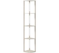 HOMCOM Lampadaire sur Pied Salon, Lampadaire avec Étagères d'Angle à 4 Niveaux, Lampe LED Dimmable, 41x29,5x163,5cm, Chêne