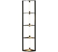 HOMCOM Lampadaire sur pied salon, lampadaire avec étagères d'angle à 4 niveaux, lampe moderne LED dimmable, lumière réglable vers droite ou gauche, interrupteur à pied, pour salon chambre bureau, noir