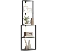 HOMCOM Lampadaire sur pied salon, lampadaire avec étagères d'angle à 4 niveaux, lampe moderne LED, luminosité réglable, interrupteur à pied, pour salon, chambre, bureau, noir