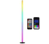 HOMCOM Lampadaire sur pied salon, lampadaire LED RGBIC avec contrôle APP et télécommande, musique sync, 16 millions de couleurs, modes de scène et minuterie, pour salon, chambre, salle de jeux, blanc