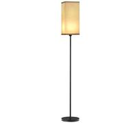 HomCom Lampadaire sur pied pour salon et chambre – abat-jour beige effet lin, interrupteur – noir