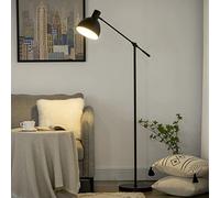 HOMCOM Lampadaire sur pied salon, lampe sur pied 40 W, hauteur réglable, abat-jour et bras orientable, culot E27, lampadaire salon, chambre, bureau, Ø 30 x 131-155 cm, noir