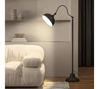 HOMCOM Lampadaire sur pied salon rotatif à 180°, lampadaire à arc avec abat-jour réglable, interrupteur, lampe sur pied E27, lampe de lecture en métal, pour salon, chambre, bureau, noir