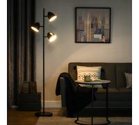 HOMCOM Lampadaire sur pied salon style industriel 3 abat-jours orientables en acier 38 x 28 x 169 cm noir