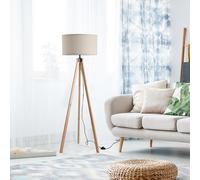 HOMCOM Lampadaire trépied style scandinave 40 W max. dim. 45L x 45l x 152H cm bois de pin lin beige