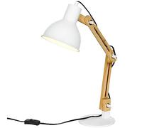 HOMCOM Lampe de bureau 40W lampe de lecture, lampe à pince réglable, lampe de table avec culot E27, lampe de chevet sans ampoule, pour bureau, salon, métal, blanc