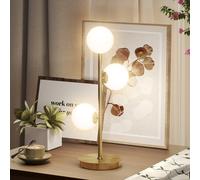 HOMCOM Lampe de chevet avec 3 abat-jours globe, lampe de table moderne avec base en acier et douilles G9, 53H cm, ton laiton