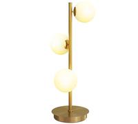 HOMCOM Lampe de chevet avec 3 abat-jours globe, lampe de table moderne avec base en acier et douilles G9, pour salon et chambre à coucher, ampoules non incluses, ton laiton