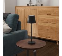 HOMCOM Lampe de Chevet Inalámbrica avec Lumières LED Lampe de Table USB-C Rechargeable 3 Couleurs Ø11,2x36,5 cm Noir