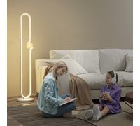 HOMCOM Lampe de Sol LED, Design Notes de Musique, Abat-Jour en Verre, Métal, Plastique, Blanc
