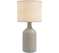 HOMCOM Lampe de Table avec Base en Céramique et Abat-Jour en Lin, Lampe de Chevet Rétro avec Interrupteur à Bascule, Culot E27, pour Salon et Chambre, Ampoules non Incluses, Blanc et Sable