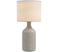HOMCOM Lampe de Table, Lampe de Chevet, Base en Céramique, Blanc et Sable | Abat-Jour en Lin, Rétro, Interrupteur à Bascule, Culot E27, Salon, Chambre, Ampoules non Incluses